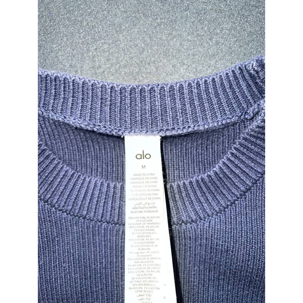 Alo Yoga Scholar Crew Neck Sweater oversized Y2K knit Bluestone Medium A010069 - Picture 5 of 10